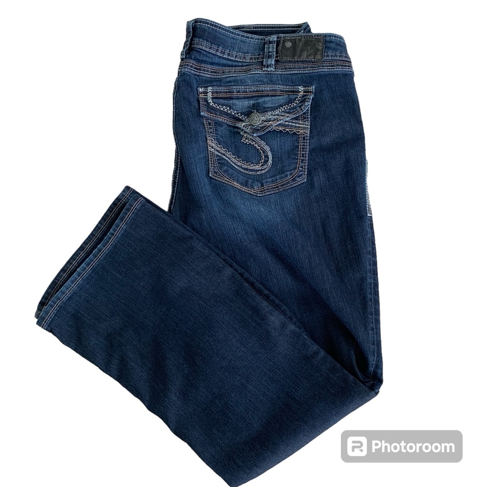 SILVER SUKI SURPLUS Women PLUS DarkWash Denim‎ Jeans Stitch Flap Pocket  24/L32